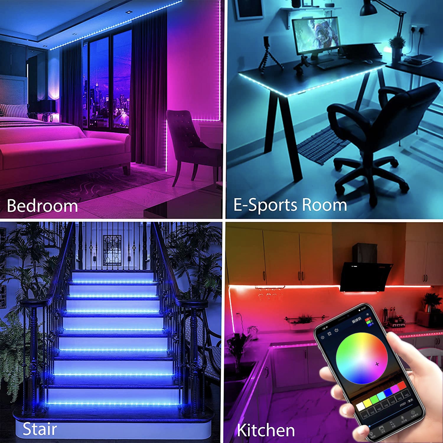 Music Sync Color Changing LED Strip Lights with Remote and App