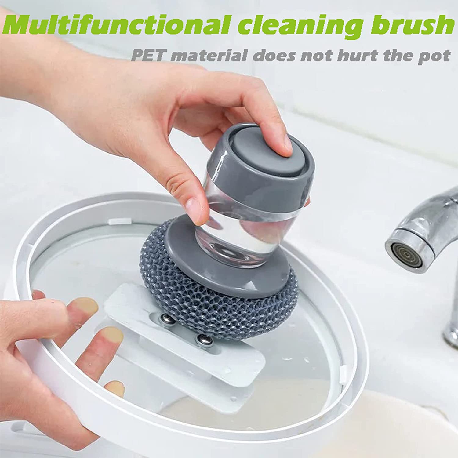 2 Pcs Soap Dispensing Palm Brush Washing Up Brush Dish Brushes Scrubbi –  Arkartech